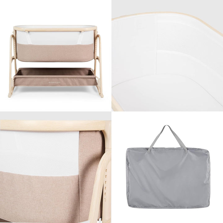 Ickle Bubba Bubba&Me Luxe Nachttisch Krippe - Co-Sleeper Babybett mit Rock oder Statischem Modus, ve