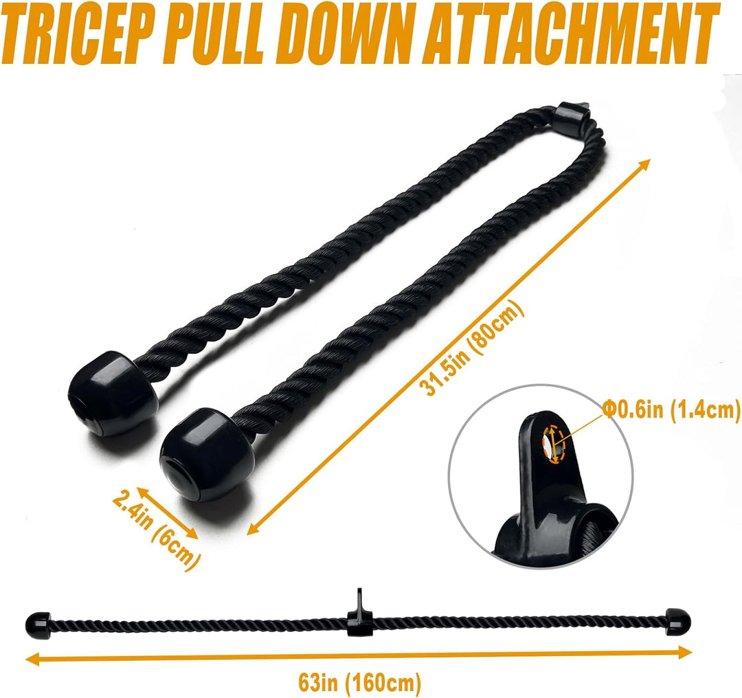 KORIKAHM langes Triceps Seil, Seil Pull Down Befestigung 120/140/160cm, Tricep Pull Down Seil für Ho