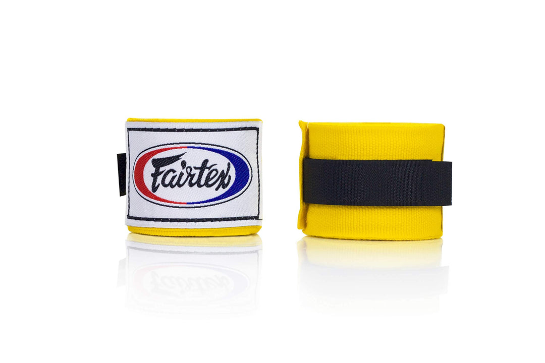 Fairtex HW2 Elastic Cotton Handwraps, 120' and 180' Full Length Hand Wraps-Many Colors 120" Gelb, 12