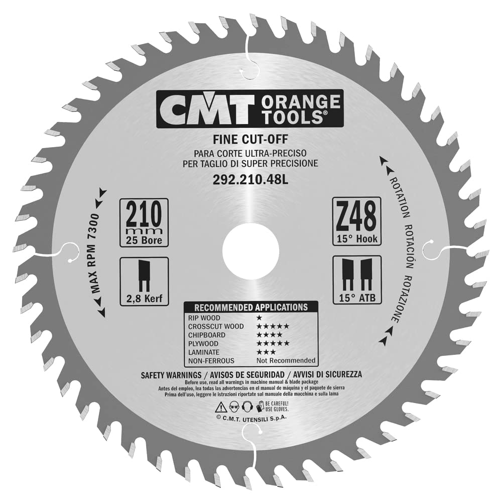 CMT Orange Tools 292.210.48l – Kreissägeblatt 210 x 2.8 x 25 Z 48 ATB 15 Grad