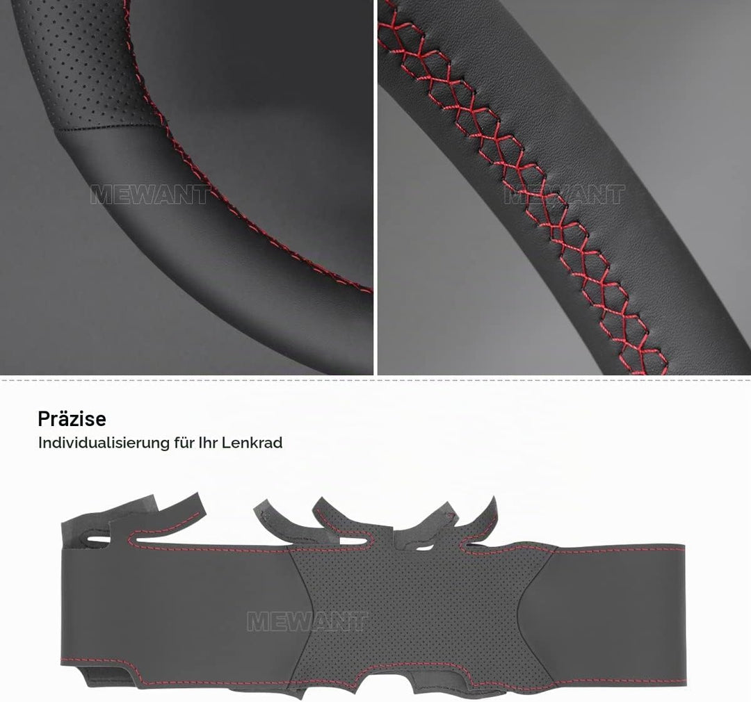 MEWANT Lenkradbezug für Opel Astra (H) / Signum/Vectra (C) Hand Nähen Lenkradhülle aus Echtleder&amp;Sue