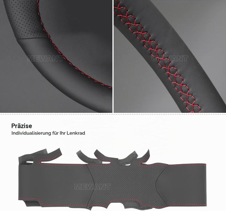 MEWANT Lenkradbezug für Opel Astra (H) / Signum/Vectra (C) Hand Nähen Lenkradhülle aus Echtleder&amp;Sue