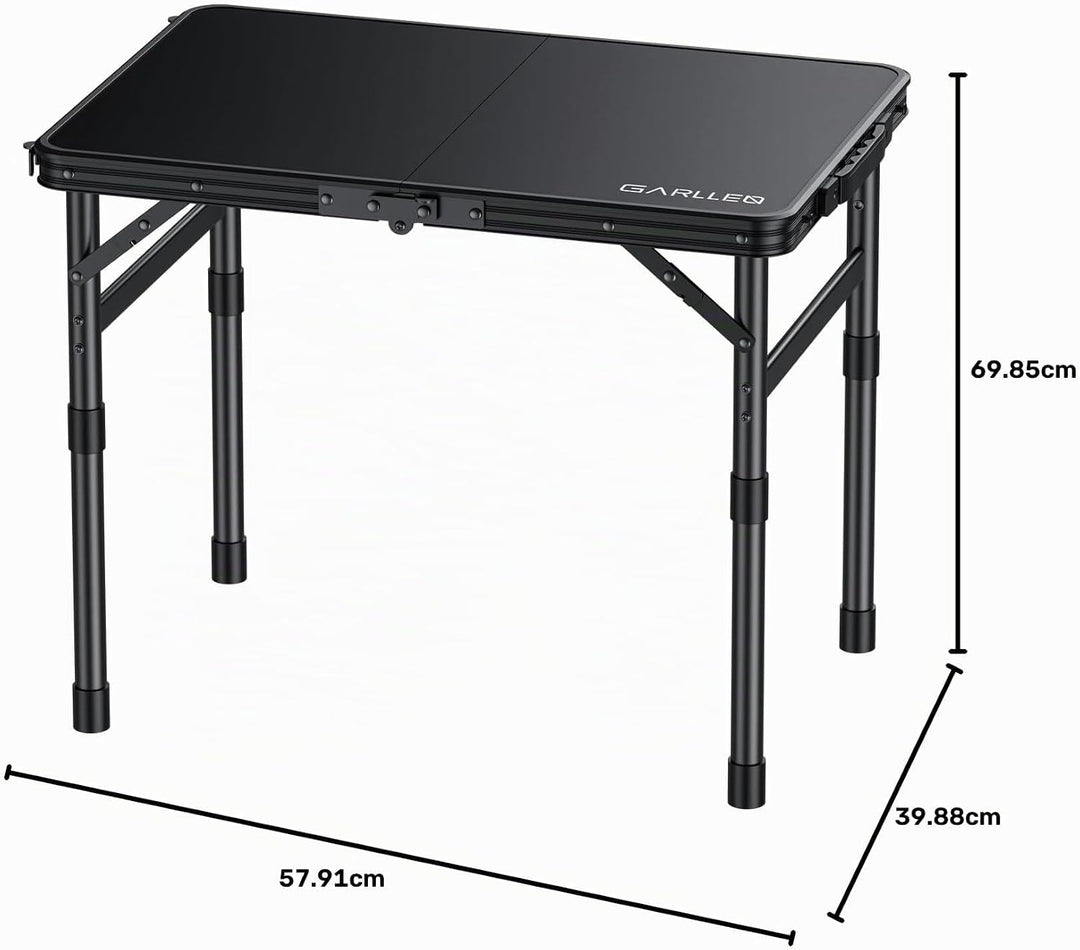 GARLLEN Campingtisch klappbar Klapptisch, 58x40cm &amp; 3 Höhenverstellbar(26/48/70cm) ABS Wasserdichter