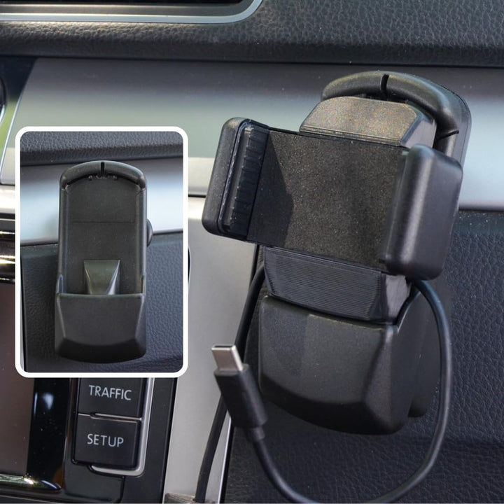Handyhalterung für VW Aufnahmehalter | Handyvorbereitung | USB-C Ladekabel | Passend für VW Passat,