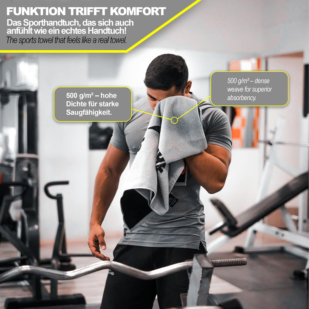 skilly Fitness Handtuch aus Baumwolle, 120x50cm mit Antirutsch-Funktion für das Training an Fitnessg