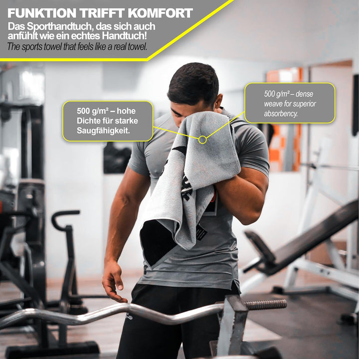 skilly Fitness Handtuch aus Baumwolle, 120x50cm mit Antirutsch-Funktion für das Training an Fitnessg
