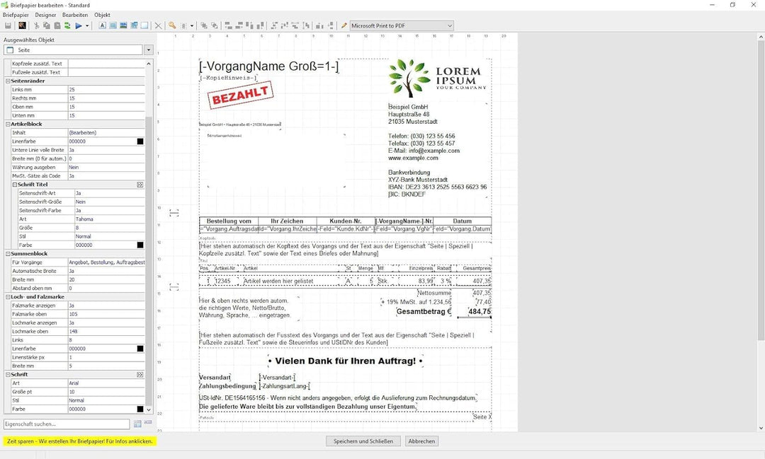 Rechnungsdruckerei 2024 PRO für Unternehmer und Handwerker - Rechnungen, Lieferscheine, Angebote, Au