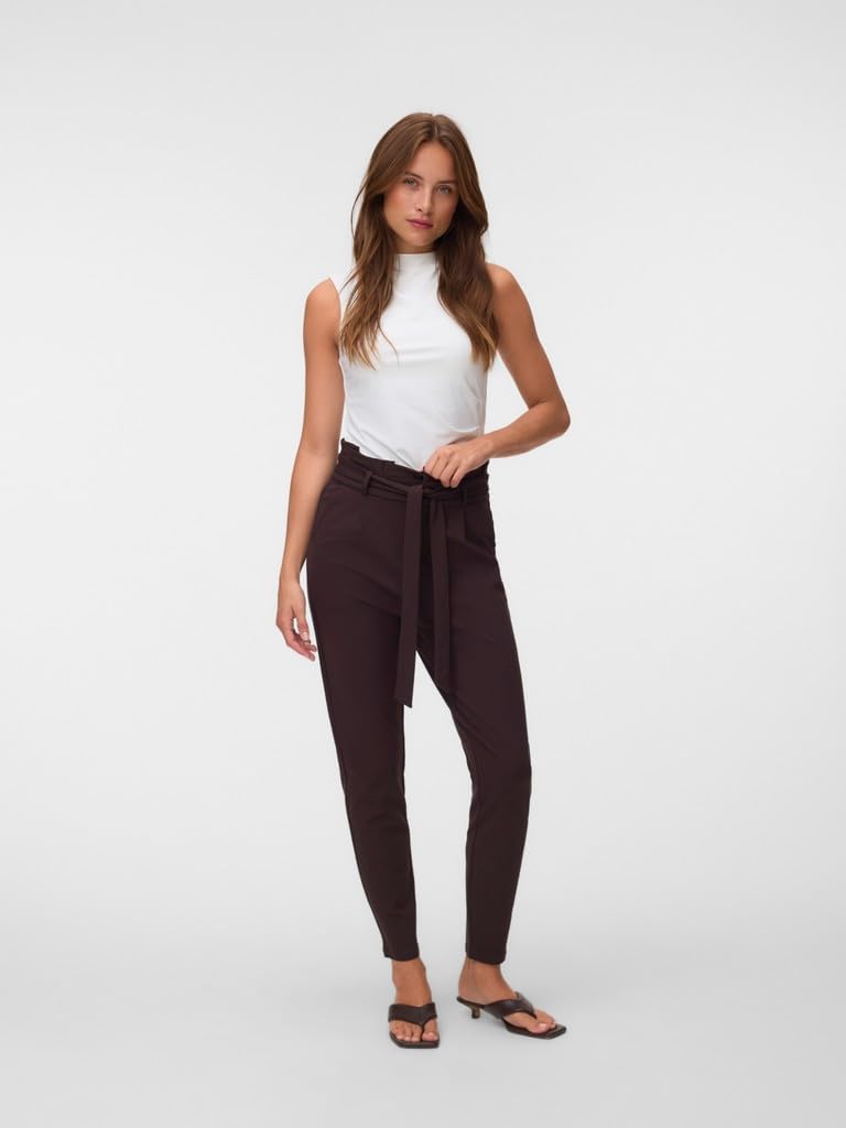 VERO MODA Damen Stoffhose Vmeva Hw Loose Paperbag Pant Ga Noos S / 32L Chocolate Torte, S / 32L Choc