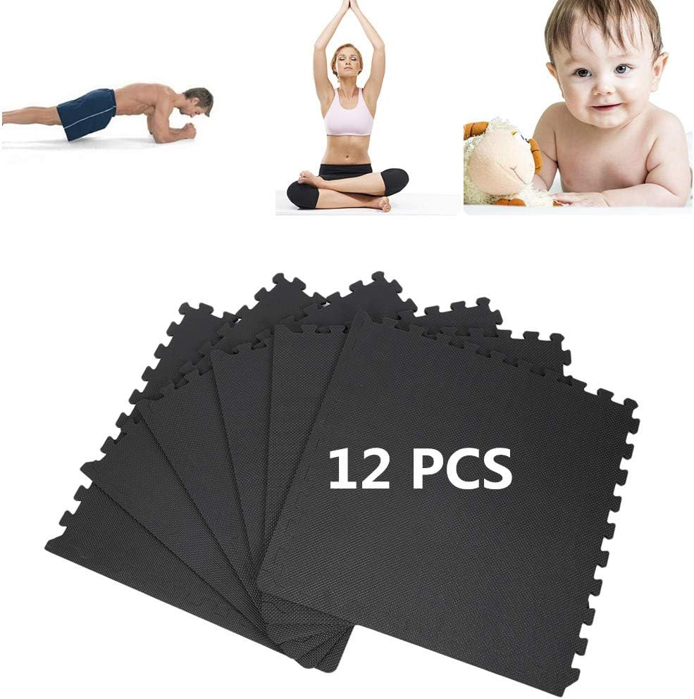 Bodenschutzmatte Fitness 63 * 63 cm, EVA-Schaum-Sport-Fitness-Matte, 12 mm Dicke Gummimatte, für Gar