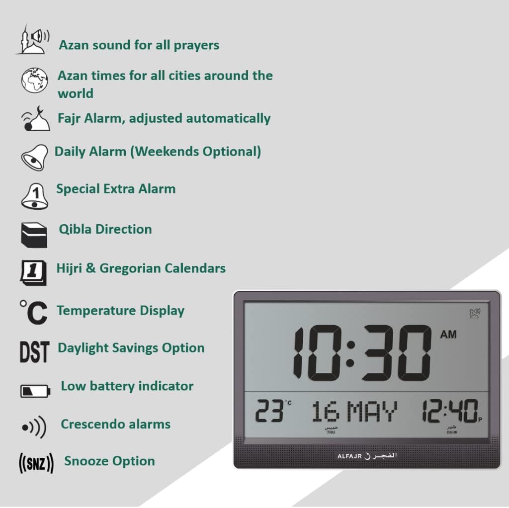 ALFAJR WANDUHR MAXIFORMAT MIT 15" DISPLAY