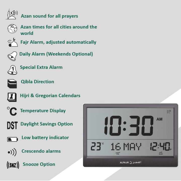 ALFAJR WANDUHR MAXIFORMAT MIT 15" DISPLAY