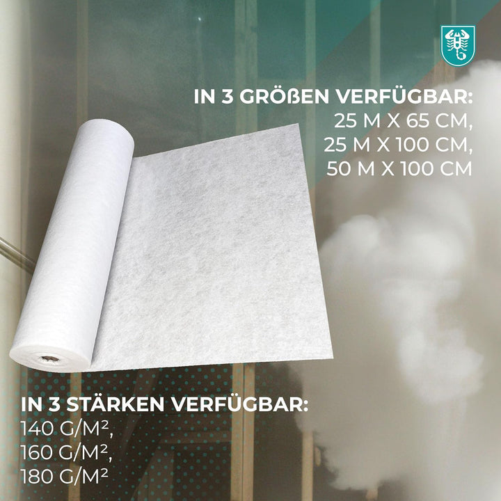 Abdeckvlies 1 m x 50 m weiss 140g/m² selbsthaftend haftend Bodenschutz Schutzvlies Treppenvlies