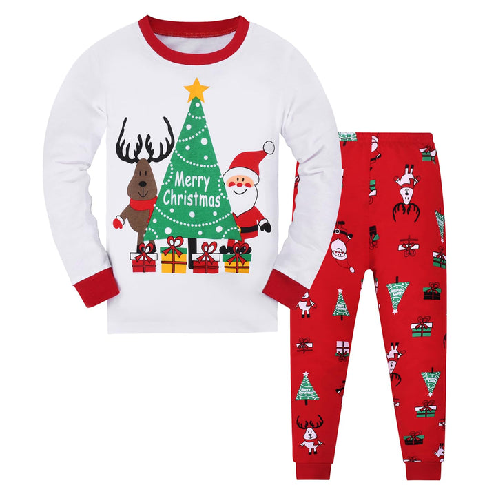 Weihnachts Schlafanzug Kinder Unisex Jungen Mädchen Weihnachten Nachtwäsche Langarm Baumwolle Christ