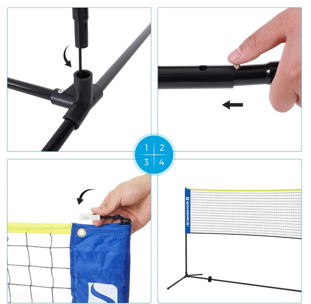 SONGMICS Badmintonnetz, faltbar, einfach zu montieren, leicht zu transportieren, höhenverstellbar (1