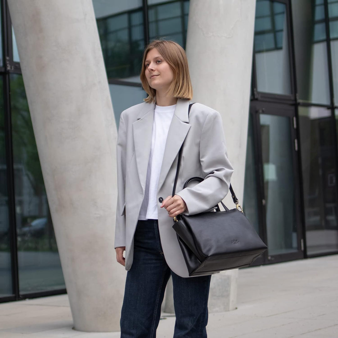 SID & VAIN Handtasche mit Schultergurt ATLANTA aus Premium Leder I Henkeltasche für Damen I Umhänget
