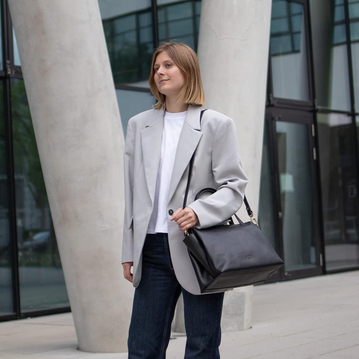 SID & VAIN Handtasche mit Schultergurt ATLANTA aus Premium Leder I Henkeltasche für Damen I Umhänget