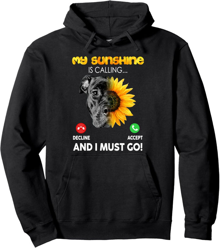 Frau liebt Pitbull Mein Sonnenschein ruft und ich muss gehen Pullover Hoodie