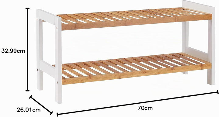 HAKU Möbel Schuhregal Natur, weiss, Bambus, MDF - Masse: B 70 cm x H 34 cm x T 26 cm, Style: Scandin