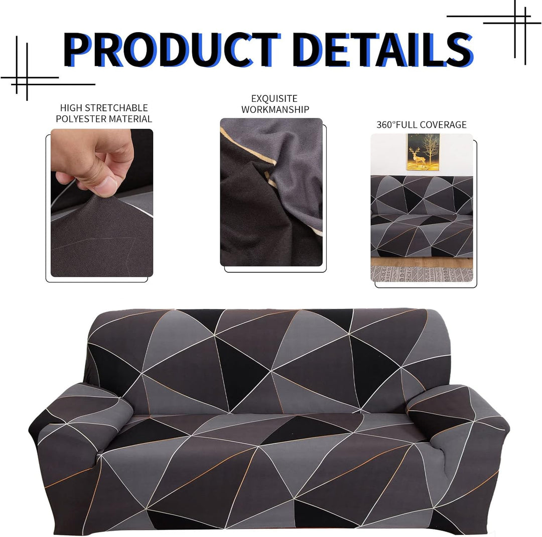Lydevo Sofabezug 4 Sitzer Stretch Sofahusse Elastischer Sofabezug Spandex Sofa Überzug mit 2 Kissenb