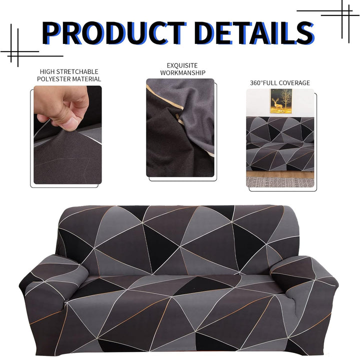 Lydevo Sofabezug 4 Sitzer Stretch Sofahusse Elastischer Sofabezug Spandex Sofa Überzug mit 2 Kissenb