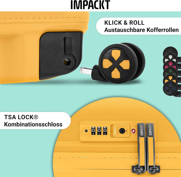 IP1 Hartschalen-Koffer M - 67x45x28 cm, 73 L, 3,5 kg - TSA-Schloss, auswechselbare Rollen - aus recy