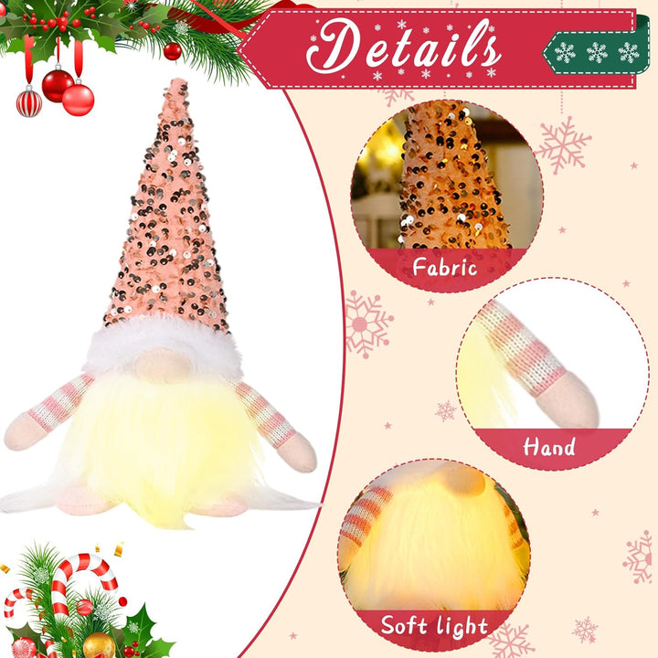 ACAREY Weihnachtsdeko 3 Stück Weihnachten Deko Wichtel mit LED Licht Weihnachtswichtel Figuren Plüsc