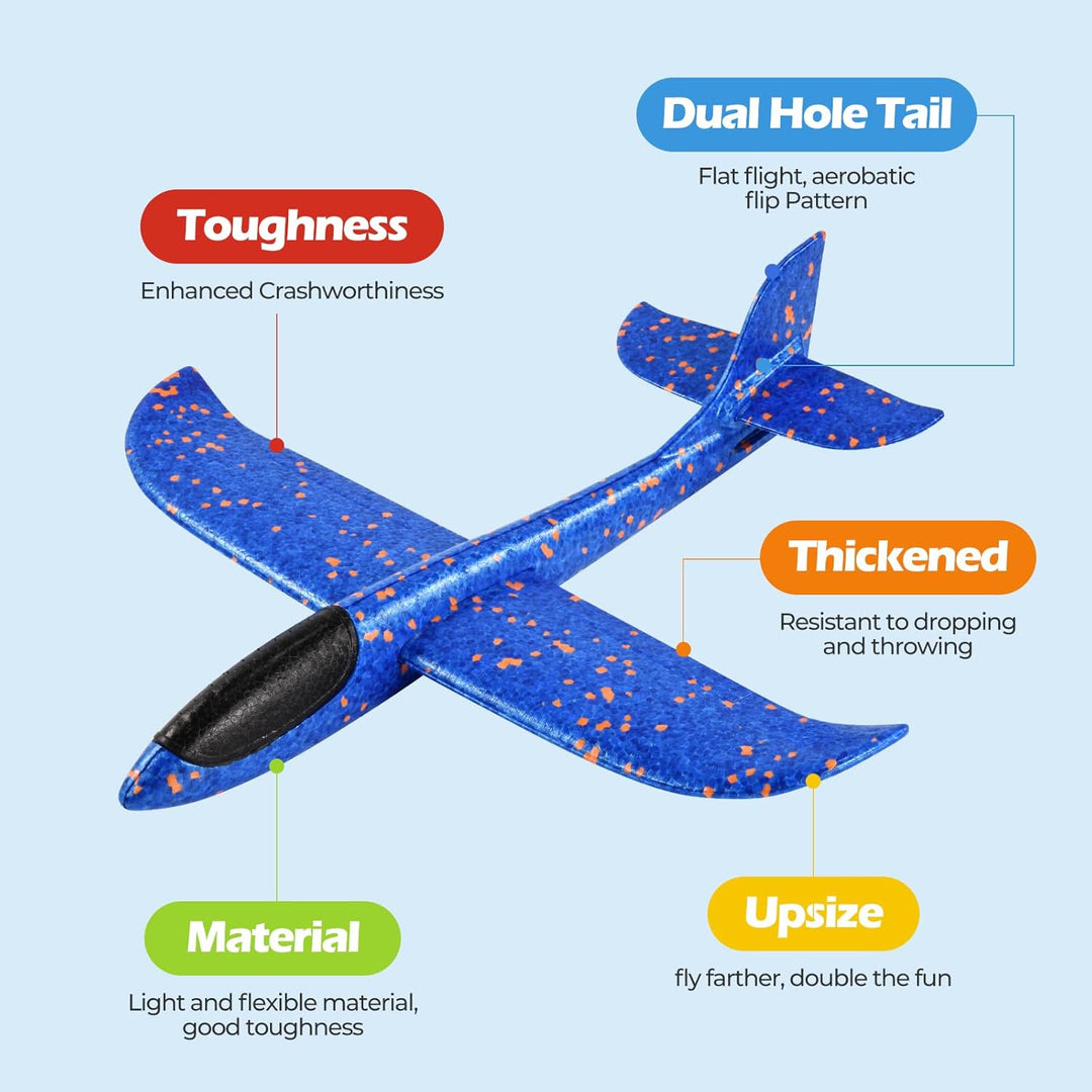 XXL 2 Stücke 44cm Styroporflieger Kinder,Flieger Styropor Flugzeug Styropor Kinder,Wurfgleiter Flieg