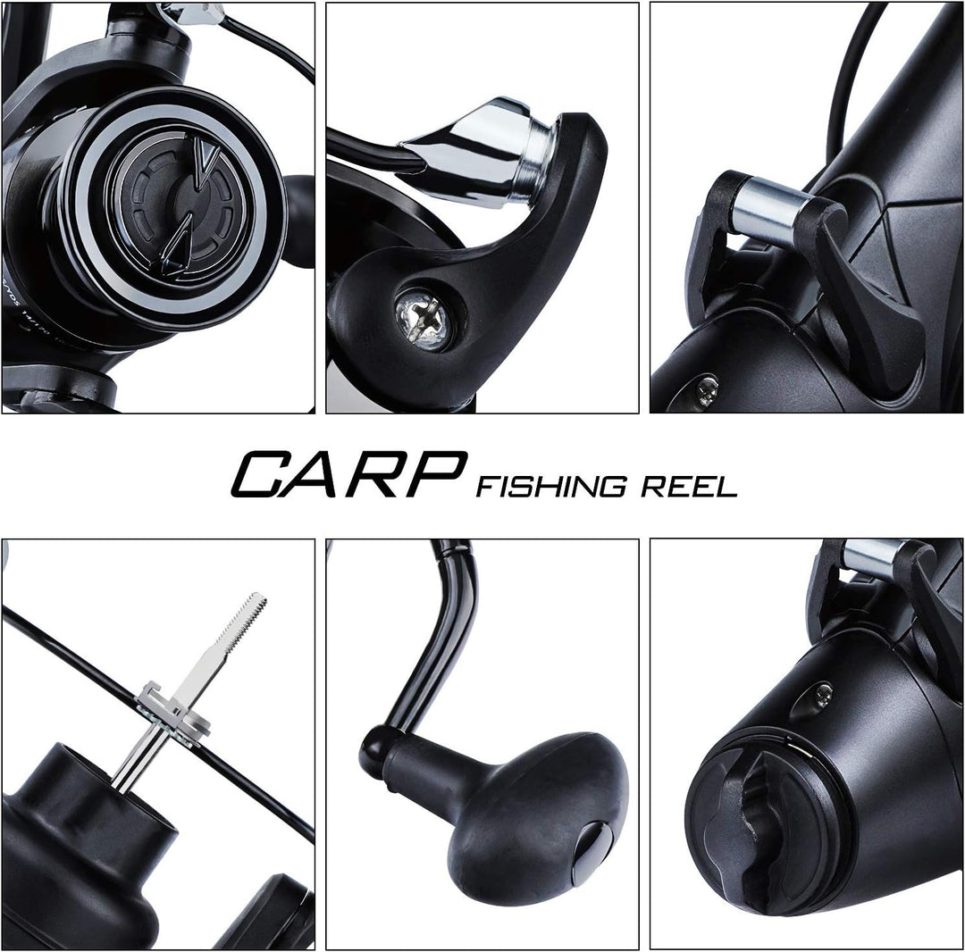 Sougayilang Karpfenrolle Ultra Smooth Powerful Spinning Angelrolle 28LBS Drag Power 12 + 1BB Metallk