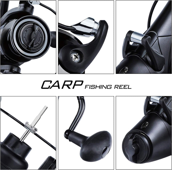 Sougayilang Karpfenrolle Ultra Smooth Powerful Spinning Angelrolle 28LBS Drag Power 12 + 1BB Metallk