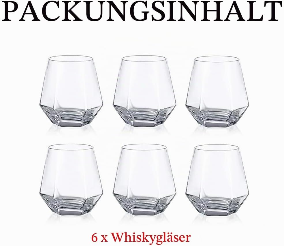 Diamond Whisky Glasses 6er-Set Gekipptes Scotchglas 300 Ml Whiskyglas Moderner Look Für Männer Fraue