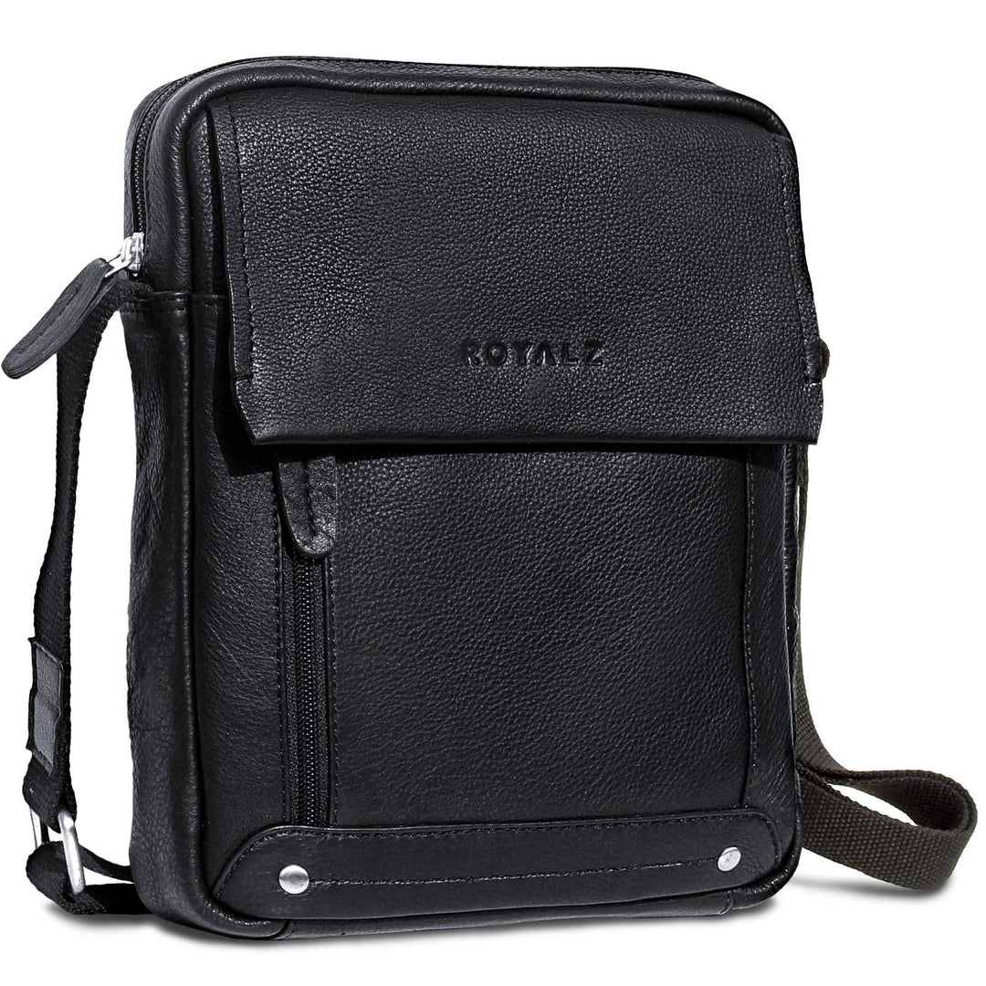 ROYALZ 'Idaho' Vintage Leder Umhängetasche Klein Herren Kompaktes Design Männer Ledertasche Mini Mes
