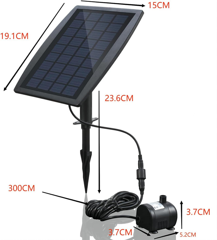 Decdeal Bürstenlose Solar Teichpumpe Solar-Brunnen Wasserpumpe mit Solarpanel 9V 2.5W 200L / H Typ 4
