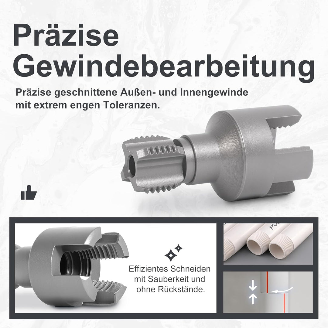 CSOOM Integrated Internal & External Pipe Threading Tool - 2 Stück, Elektrobohrer Kompatibel 2 in 1