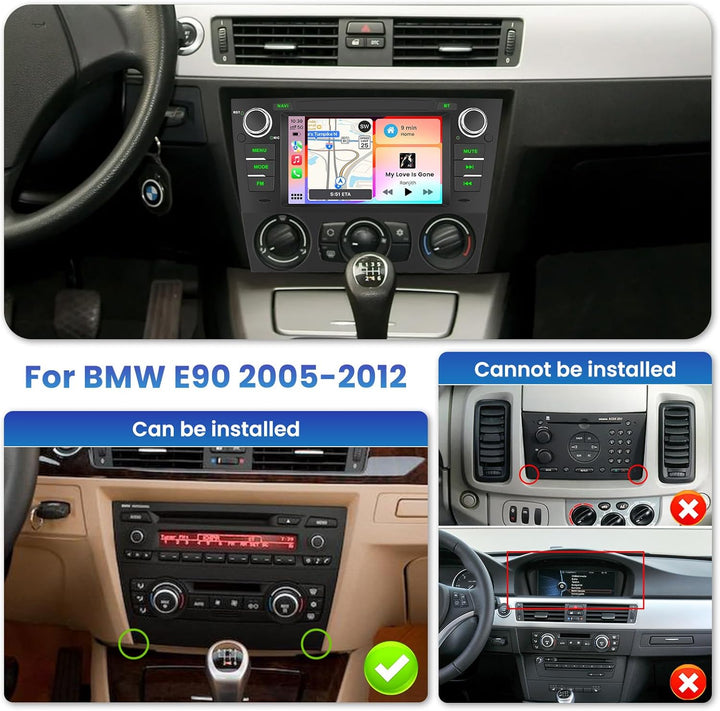 [Android 15 2G+64G] Inefala Autoradio für BMW E90 2005-2012, Wireless Carplay & Android Auto, 7" Tou