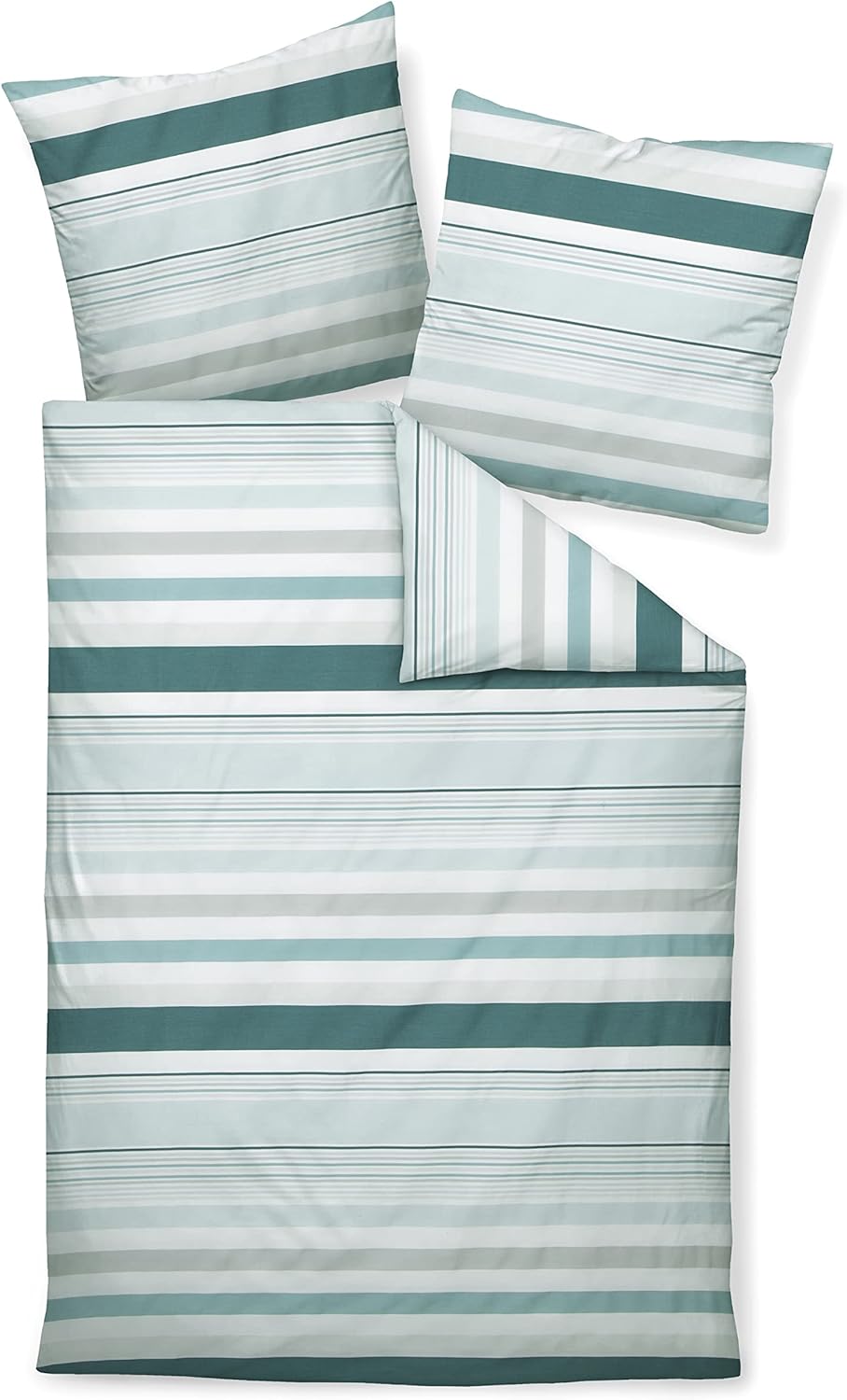 Janine Bettwäsche Mako-Satin J. D. 200x200 + 2X 80x80 cm grünblau Salbei