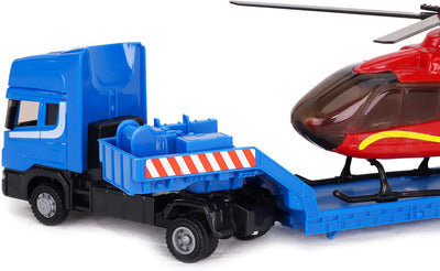 Toyland® Scania Pritschenschlepper mit Hubschrauber - Massstab 1:48 - Freilauf - Transportspielzeugs