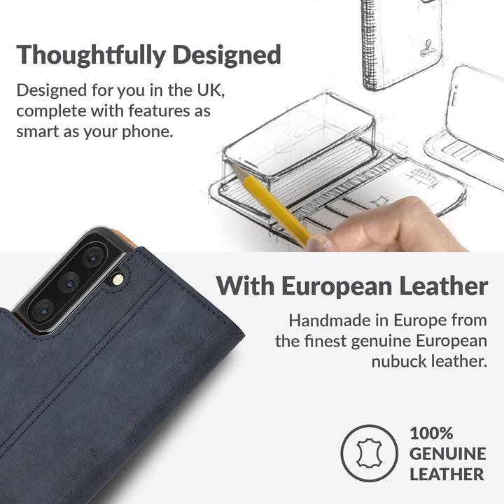 Snakehive Galaxy S21 Plus 5G Hülle Leder | Stylische Handyhülle mit Kartenhalter & Standfuss | Handy