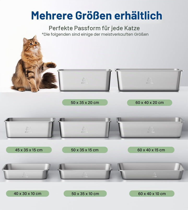 Edelstahl Katzenklo, Grosse Katzentoilette, XXL Katzentoilette Edelstahl Offen, Metall Katzenklo für
