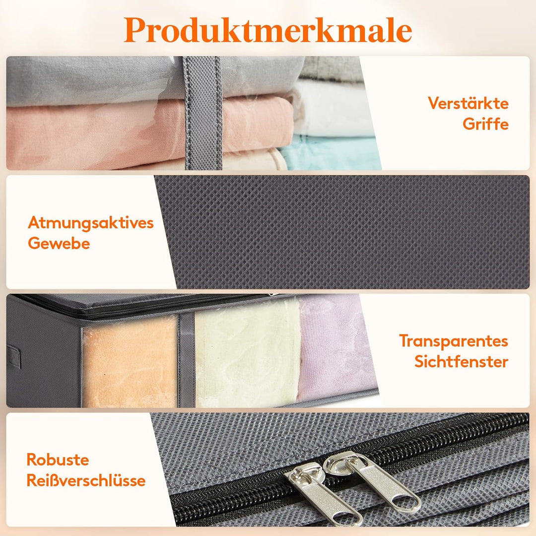 Lifewit 4 Stück Unterbettkommode Aufbewahrungstasche, Faltbare Unterbett Aufbewahrungsbox, Storage B