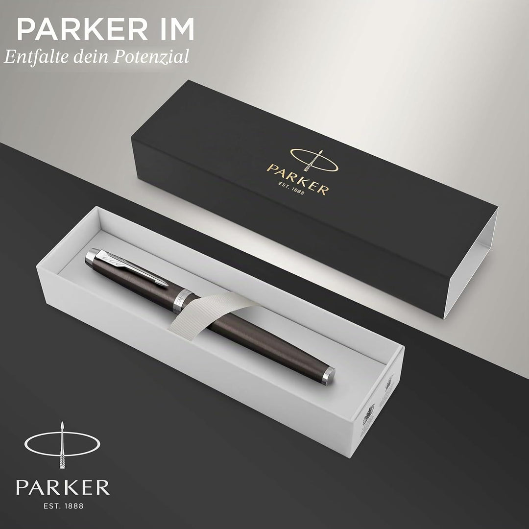 Parker IM Füller | Dark Espresso | Füllfederhalter mit mittlerer Feder | blaue Tinte | Geschenkbox D