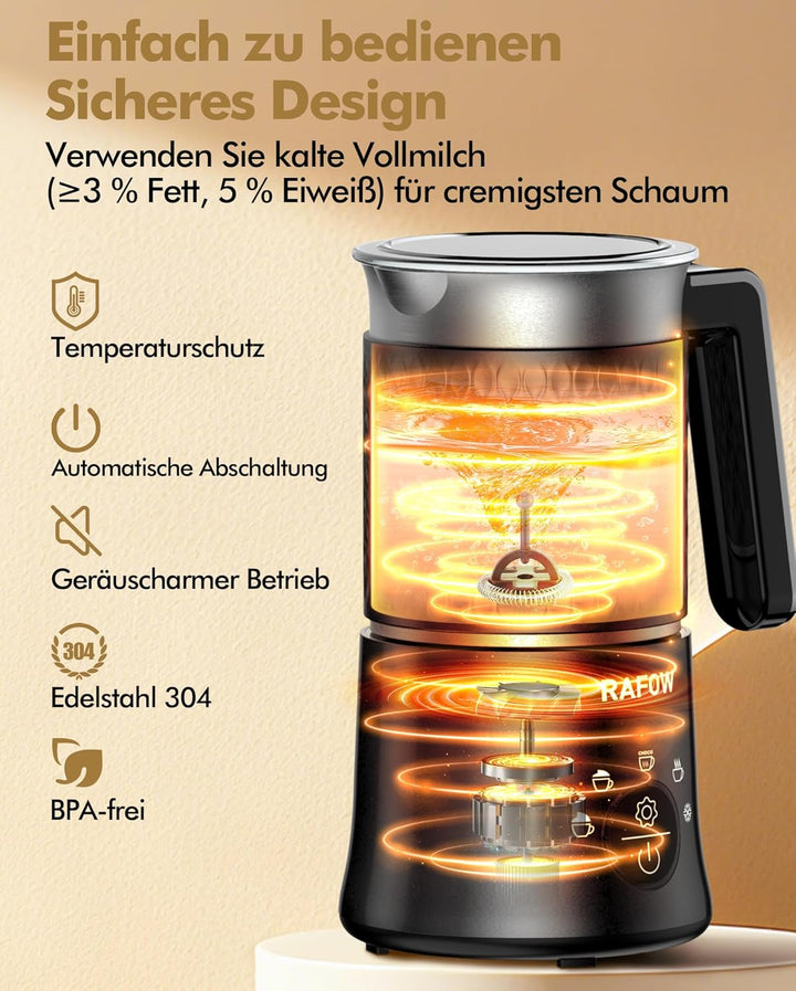 Milchaufschäumer Elektrisch 5 in 1 - Automatische Milchschäumer 350ml Grosses Fassungsvermögen Milch