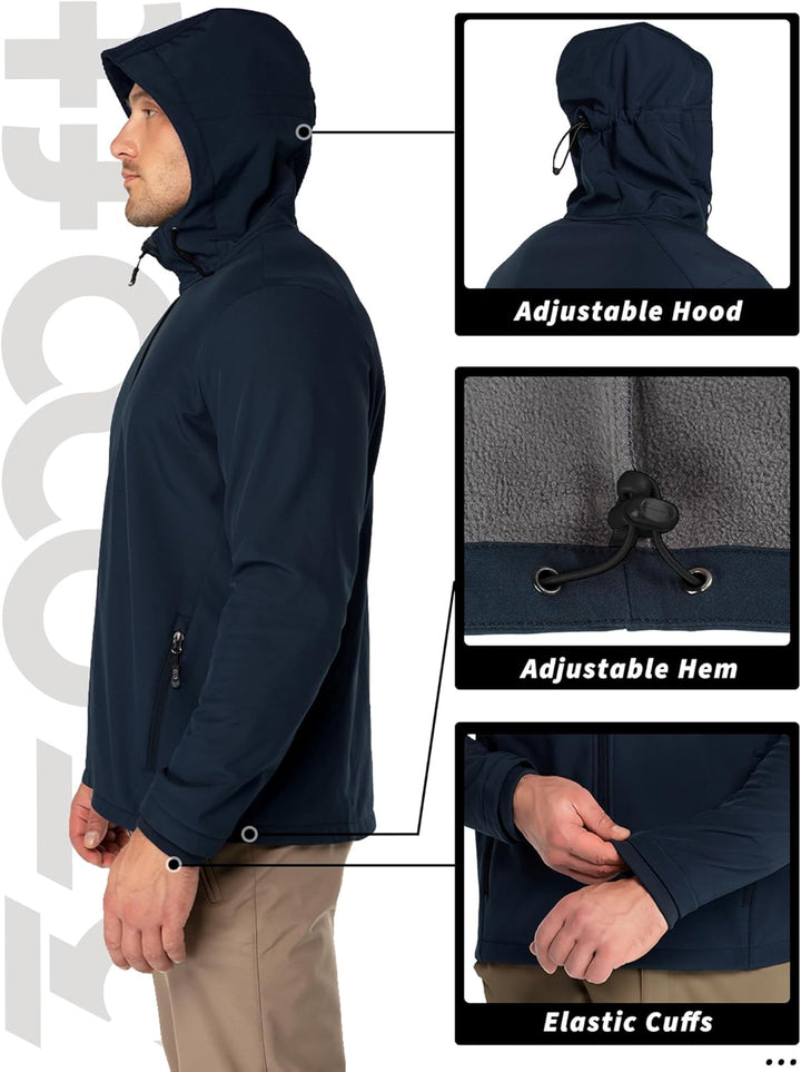 33,000ft Jacke Herren Wasserdichte Atmungsaktiv Softshelljacke - Übergangsjacke Winddichte Regenjack