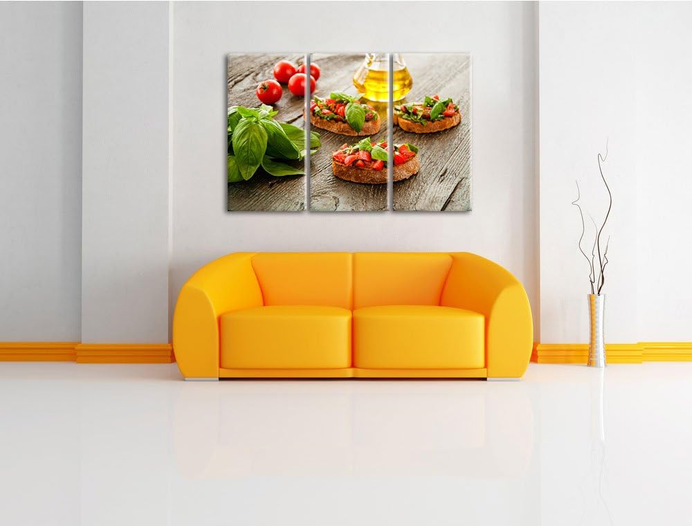 Italenische Bruchetta als 3-Teiler Leinwandbild 120x80 Bild auf Leinwand, XXL riesige Bilder fertig