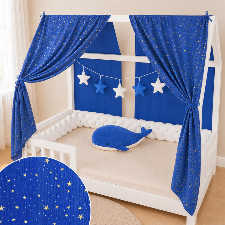 YellowNest Hausbett Himmel (2er Pack) - 100% Baumwolle - Betthimmel Hausbett aus Musselin (2er Pack)