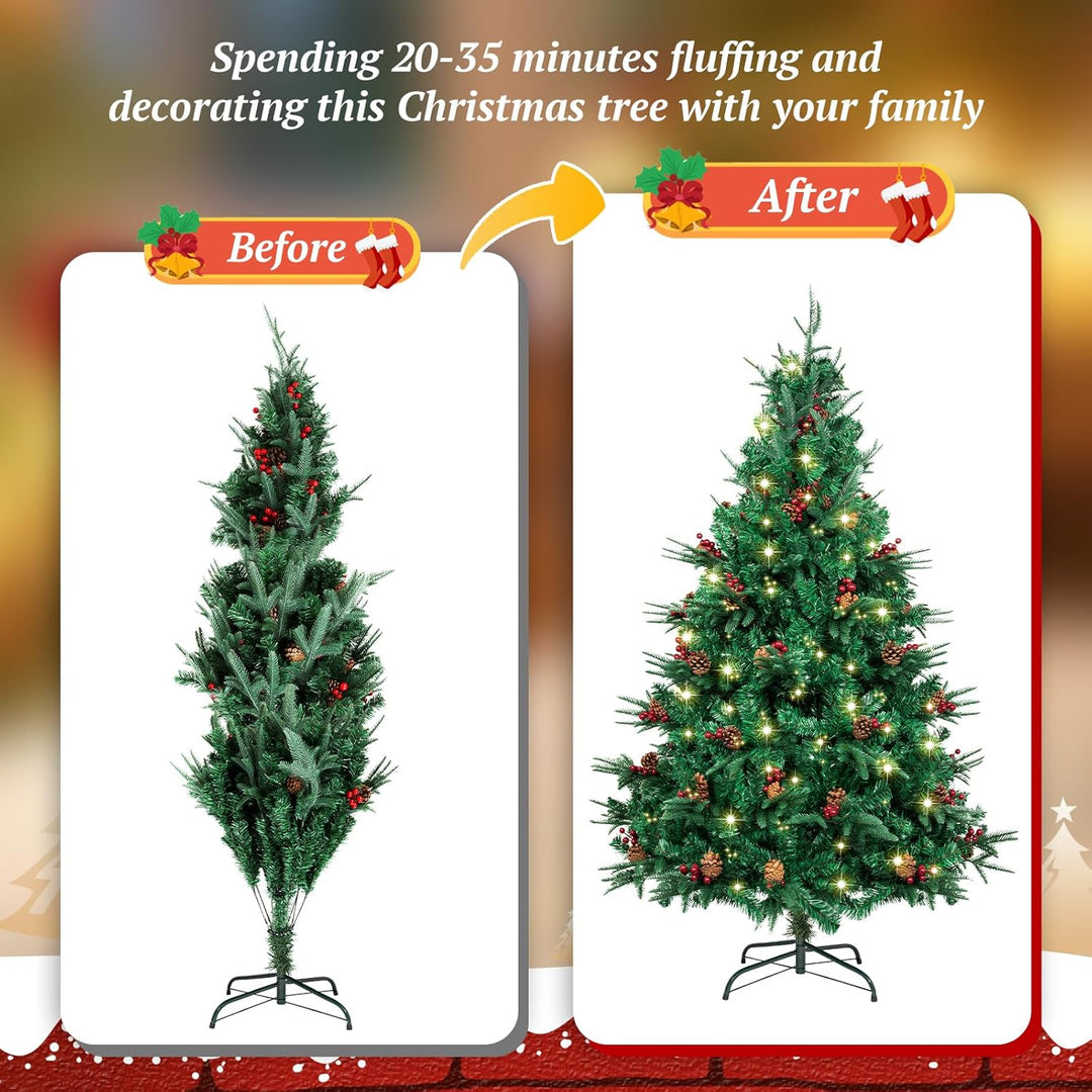 AGM 5ft/1.5M Weihnachtsbaum mit 1.2M 240LEDs, 450 Spitzen künstlicher Weihnachtsbaum mit gemischten