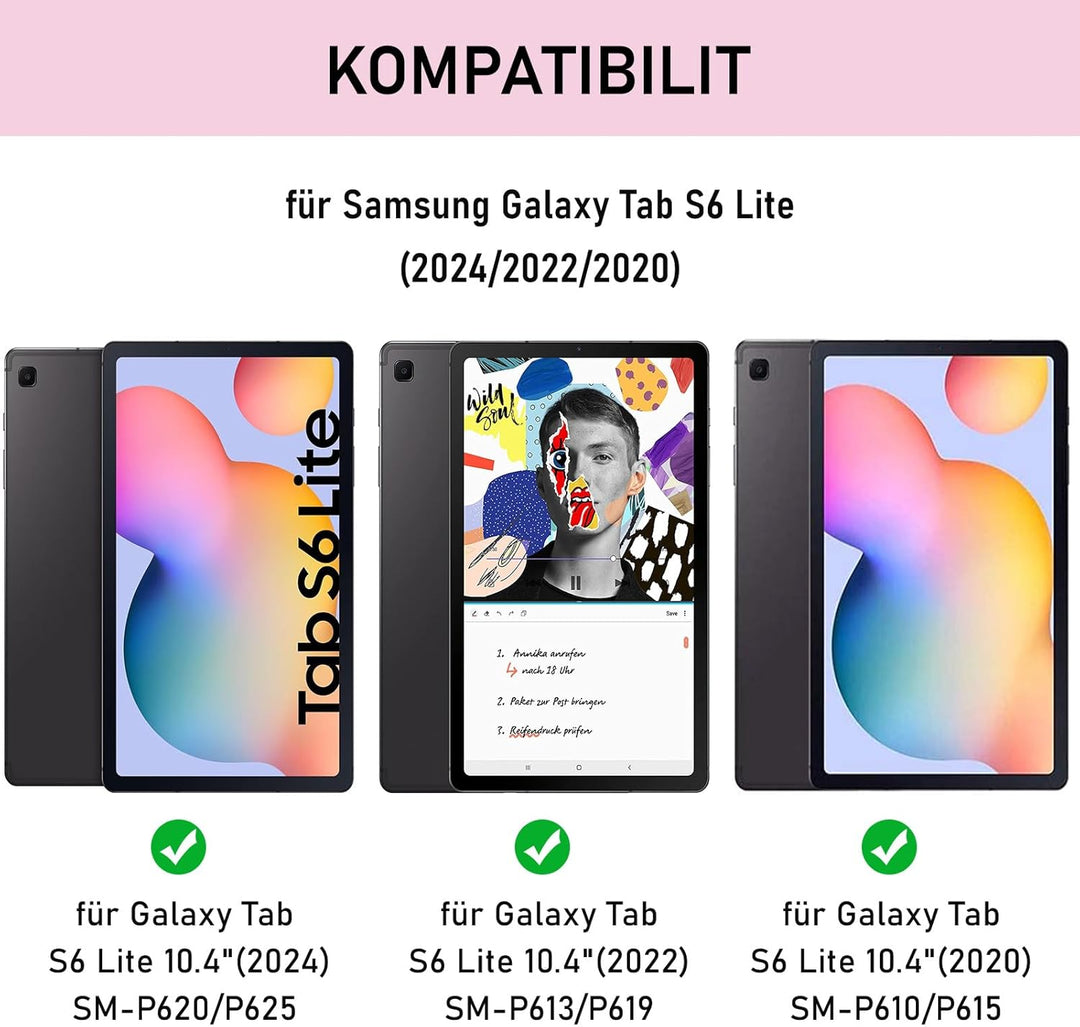 Hülle mit Tastatur für Samsung Galaxy Tab S6 Lite 2024/2022/2020, Schutzhülle mit Pencil Halter Wire