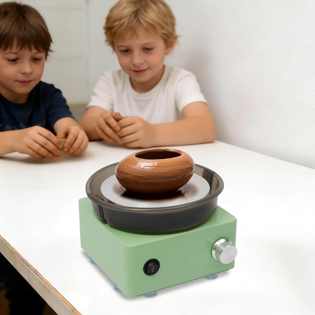 Töpferscheiben-Set 15cm Mini Elektrische Töpferscheibe Drehscheibe mit Zwei-Wege-Rotation, Tonrad mi