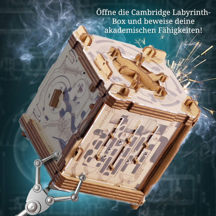 iDventure Cluebox - Cambridge Labyrinth - Escape Room Spiel - 3D Holzpuzzle - Geldgeschenk Puzzlebox