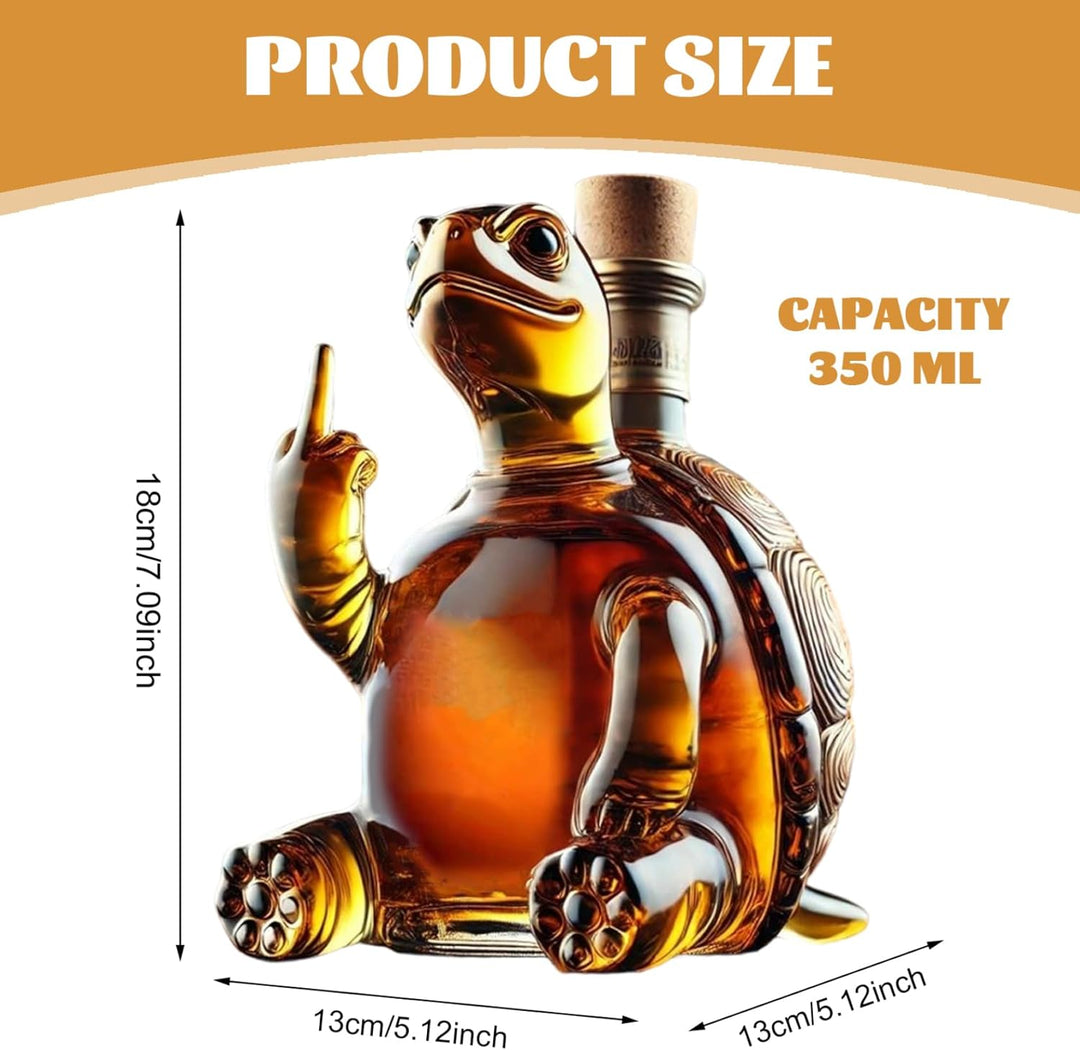 Whisky -Dekanter, 350 ml Schildkrötenweinkatalter zeigt seinen Mittelfinger, 5.1x5.1x7.1 Transparent