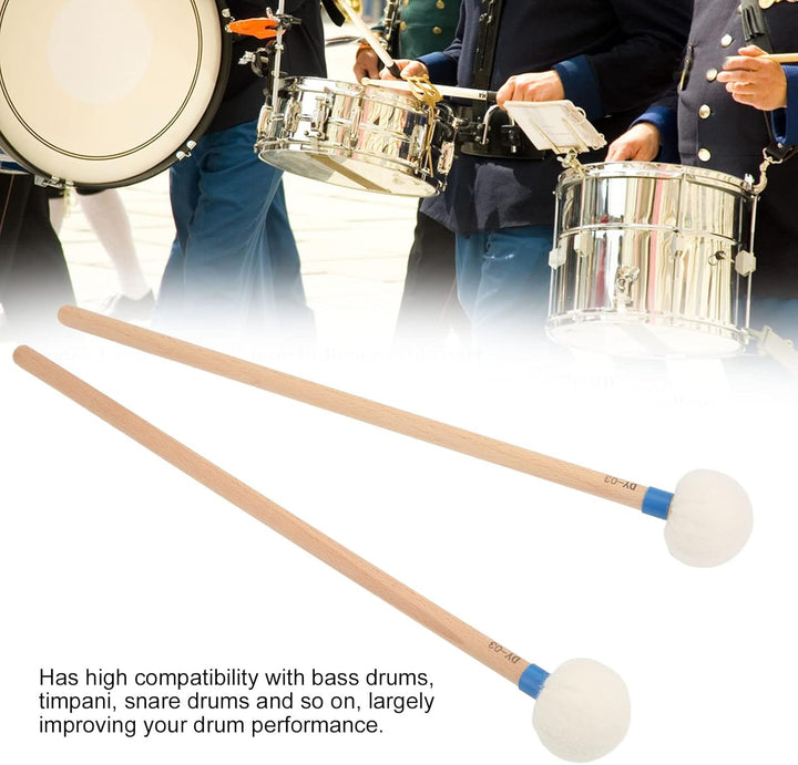 2 Stück Trommelschlägel Filzschlägel Sticks Drum Mallet Wollstockschlägel Hammer Ahorngriff Holzschl